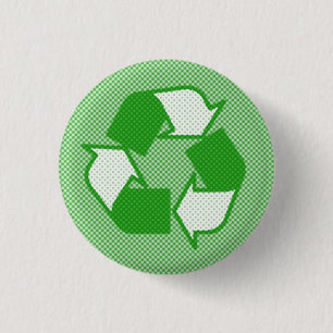triple green halftone recycle logo 3 cm round badge