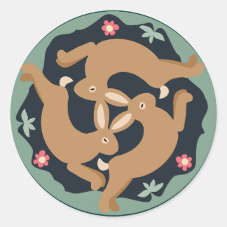 Triple Hare Classic Round Sticker