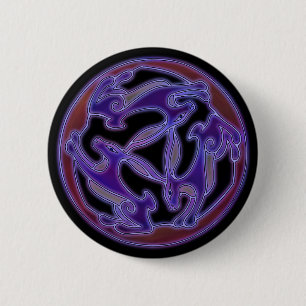 Triple Hare, the Three hares symbol in Purple 6 Cm Round Badge