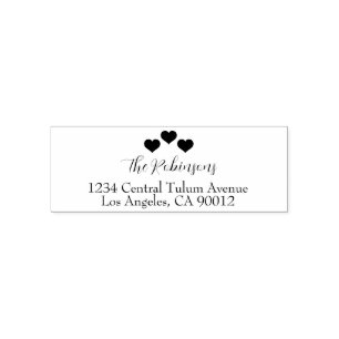 Triple Heart Family Name Return Address Self-inking Stamp