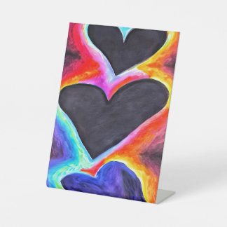 Triple heart freestanding photo pedestal sign