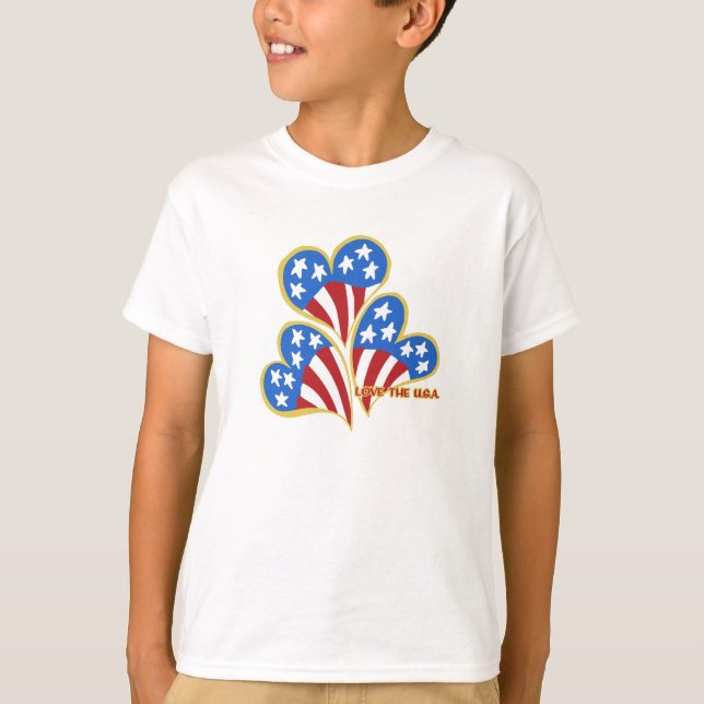 Triple Hearts USA Girls T-shirts (Front)