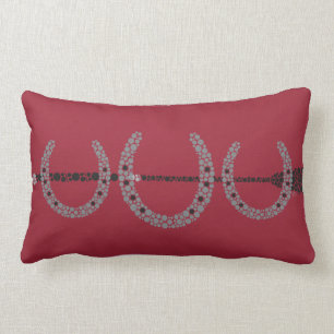 Triple Horse Shoe w Crop Pillow BURGUNDY