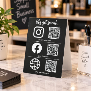 Triple Icon And QR Code Business Social Media