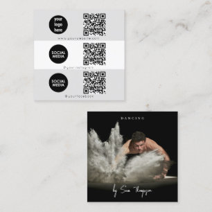 Triple Icon QR Code Custom Social Media Logo Dance Square Business Card