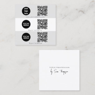 Triple Icon & QR Code Custom Social Media Logo Square Business Card