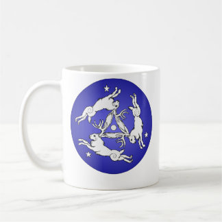 Triple Jackalope White on Blue Coffee Mug