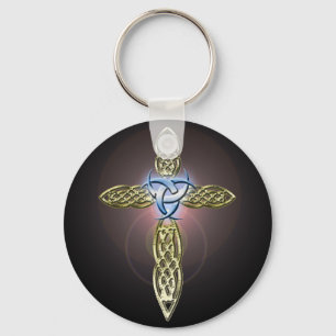 Triple Lunar Celtic Cross Keychain