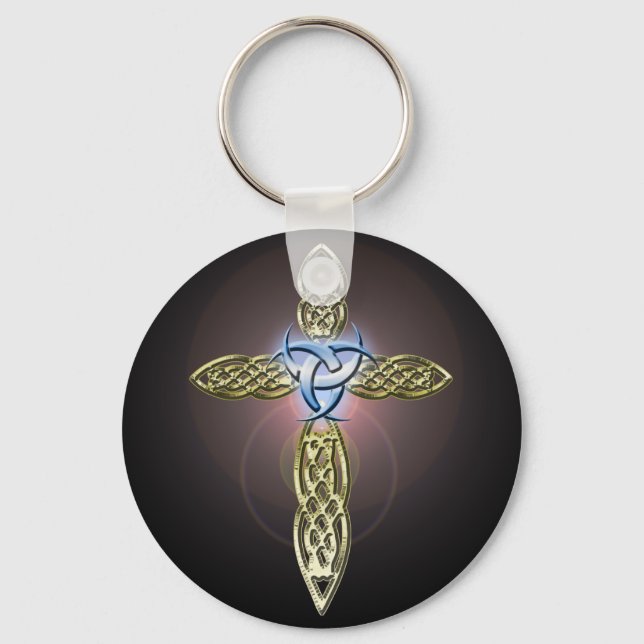 Triple Lunar Celtic Cross Keychain (Front)