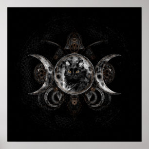 Triple Moon - Black cat Poster