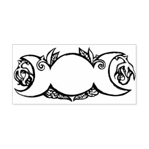 Triple Moon Bloom – Botanical Wiccan Symbol   Self-inking Stamp
