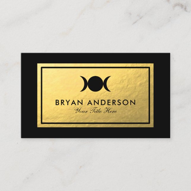 Triple Moon - Faux Gold Foil Business Card (Front)