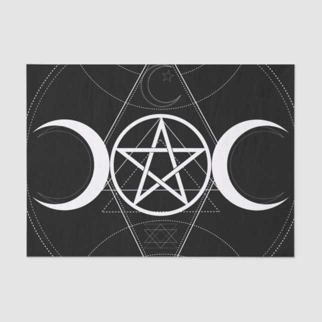 Triple Moon Geometry Pentagram Wicca Birthday Tissue Paper (Front)