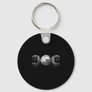 Triple-moon Goddess Feminist Pagan Witch Halloween Key Ring