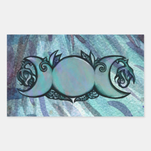 Triple Moon Goddess Gaia Artwork Green Witch       Rectangular Sticker