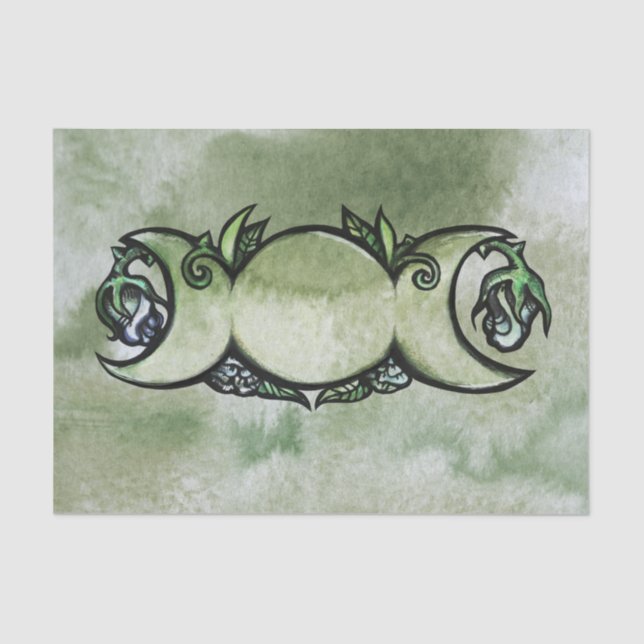 Triple Moon Goddess Gaia Artwork Green Witch       Tissue Paper (Front)
