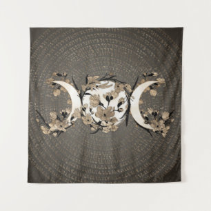 Triple Moon - Goddess - Golden Blossom Tapestry