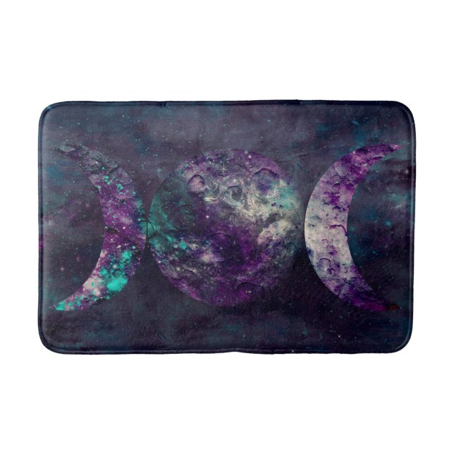 Triple Moon Goddess Luna Universe Space Bath Mat (Front)