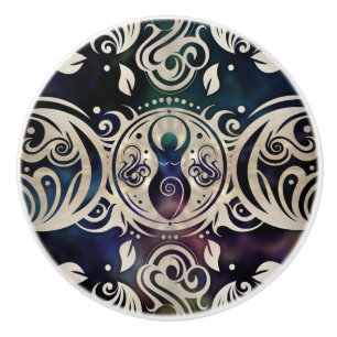 Triple Moon Goddess Moonlight purple #1 Ceramic Knob