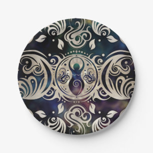 Triple Moon Goddess Moonlight purple #1 Paper Plate