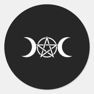 Triple Moon Goddess Pentacle Pagan Wiccan Occult Classic Round Sticker