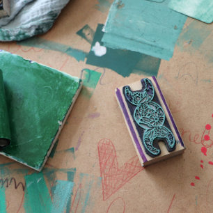Triple Moon Goddess Symbol Bloom                   Rubber Stamp