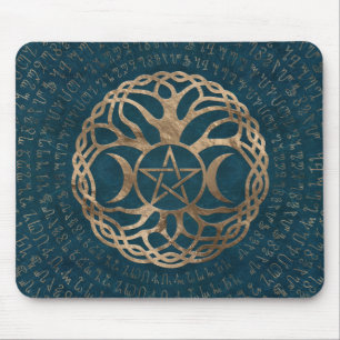 Triple Moon Goddess with pentagram Mouse Pad