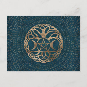 Triple Moon Goddess with pentagram Postcard