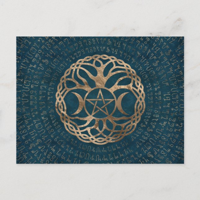 Triple Moon Goddess with pentagram Postcard (Front)