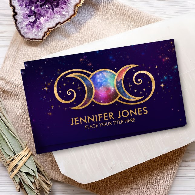 Triple Moon - Golden Spiral Ornament Business Card (Creator Uploaded)
