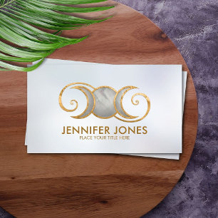 Triple Moon - Golden Spiral Ornament Business Card