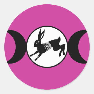 Triple Moon Hare Classic Round Sticker