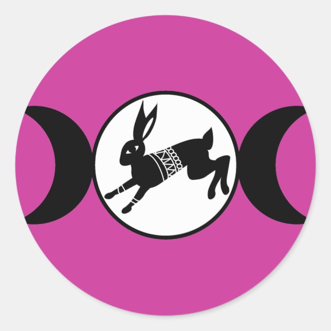 Triple Moon Hare Classic Round Sticker (Front)