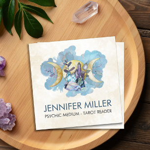 Triple Moon - Healing Crystals Watercolor Square Business Card