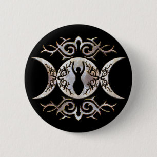 Triple Moon Moonstone 6 Cm Round Badge