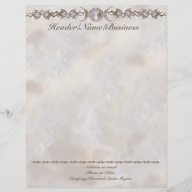Triple Moon Moonstone Goddess Personalised Letterhead (Front)