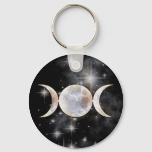 Triple Moon Moonstone Key Ring