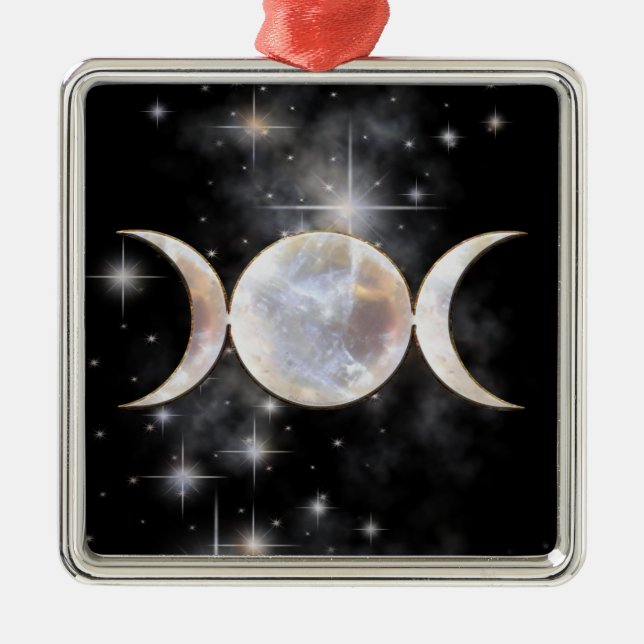 Triple Moon Moonstone Metal Tree Decoration (Front)