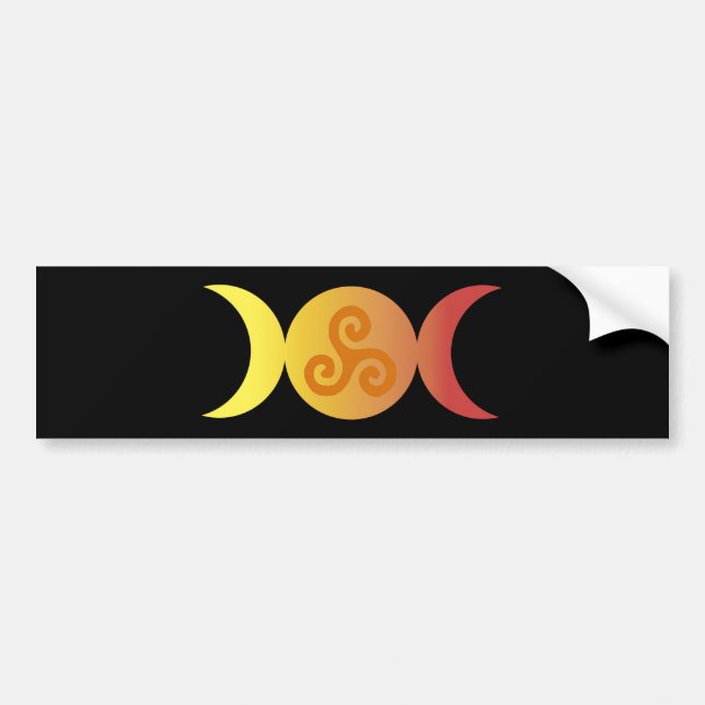 triple moon one triskell black bground bumper sticker (Front)
