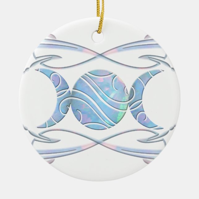 Triple Moon Opal Goddess Ceramic Tree Decoration (Front)