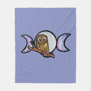 Triple Moon Owl Fleece Blanket