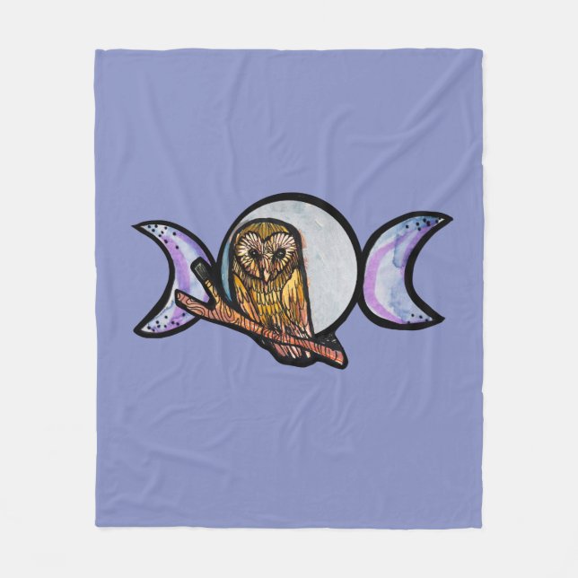 Triple Moon Owl                                    Fleece Blanket (Front)