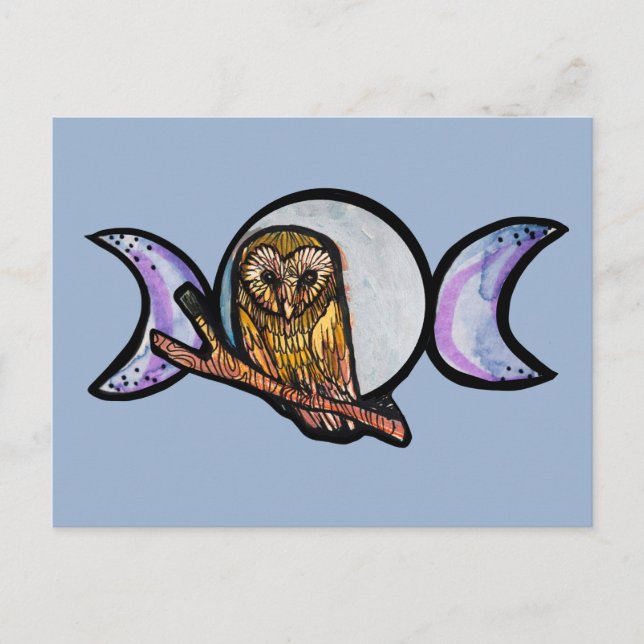 Triple Moon Owl                                    Holiday Postcard (Front)