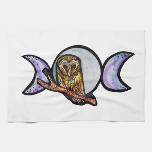 Triple Moon Owl Tea Towel