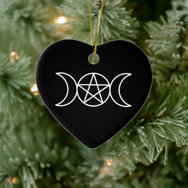 Triple Moon Pentacle Goddess Ceramic Ornament (Tree)
