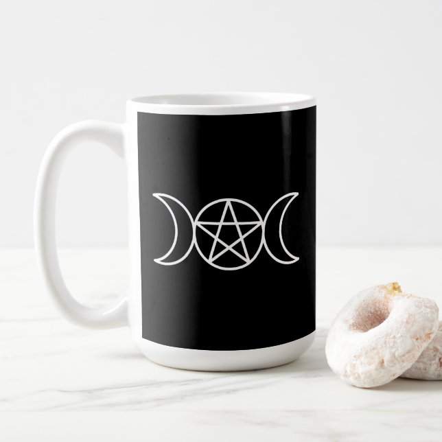 Triple Moon Pentacle Goddess Coffee Mug (With Donut)