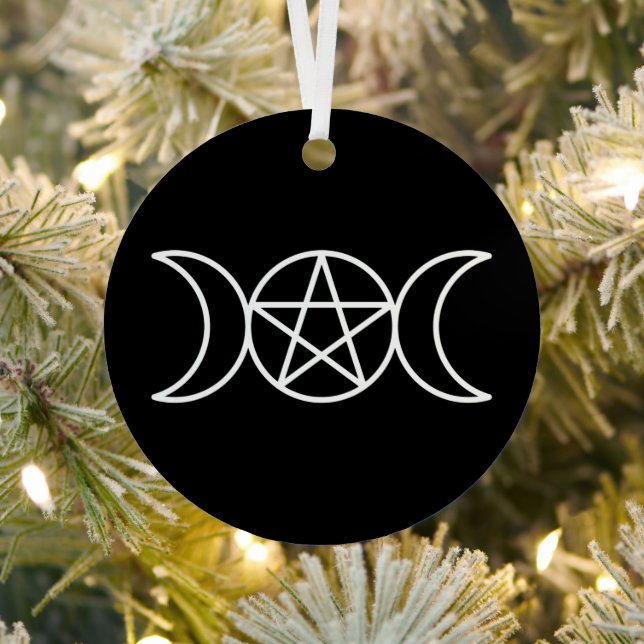 Triple Moon Pentacle Goddess Metal Tree Decoration (Insitu)