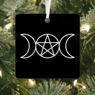 Triple Moon Pentacle Metal Tree Decoration