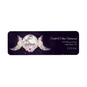 Triple Moon Starry Night Purple Return Address Label