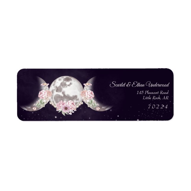 Triple Moon Starry Night Purple Return Address Label (Front)